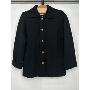Vintage Hedy Knits ‎ Wool Sweater Cardigan  Black  One Size, M Fits Like